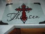 Red and Black Cross Personalized Cutting Board